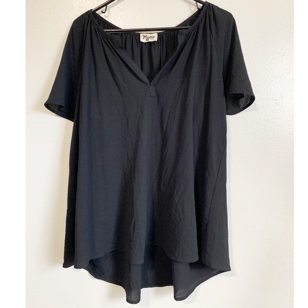 SALE FINAL Show Me Your Mumu Black V-Neck Chiffon Short Sleeve Top Large